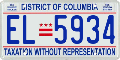 DC license plate EL5934