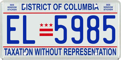 DC license plate EL5985