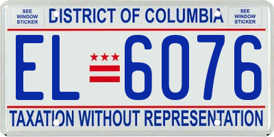 DC license plate EL6076