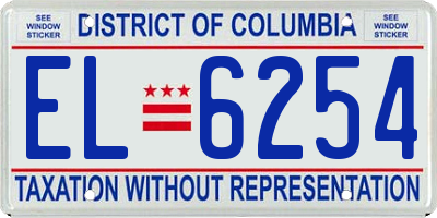 DC license plate EL6254