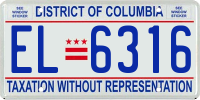 DC license plate EL6316