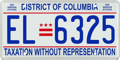 DC license plate EL6325