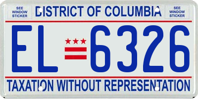 DC license plate EL6326