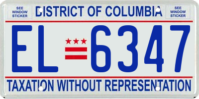 DC license plate EL6347