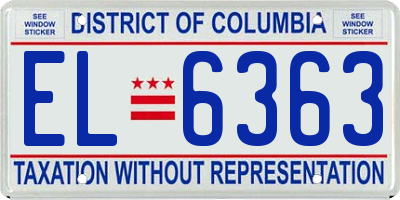 DC license plate EL6363