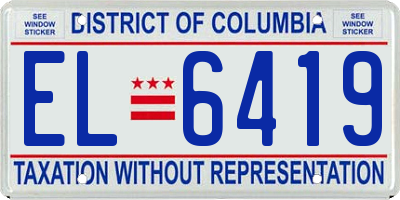 DC license plate EL6419
