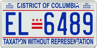 DC license plate EL6489
