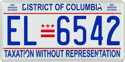 DC license plate EL6542