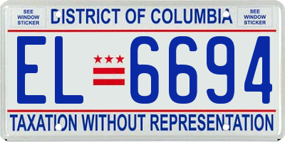 DC license plate EL6694