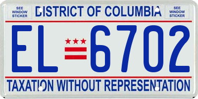DC license plate EL6702