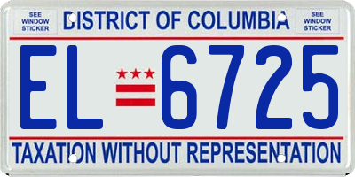 DC license plate EL6725