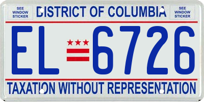 DC license plate EL6726