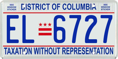 DC license plate EL6727
