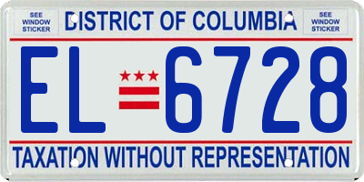DC license plate EL6728