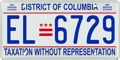 DC license plate EL6729