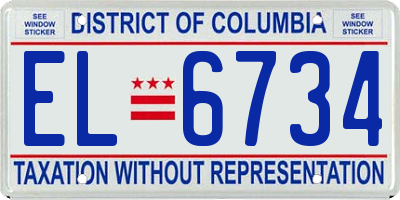 DC license plate EL6734