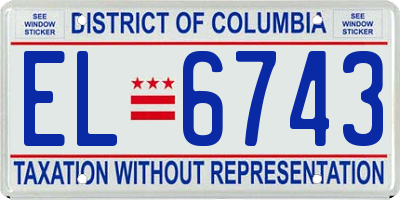 DC license plate EL6743