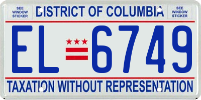 DC license plate EL6749