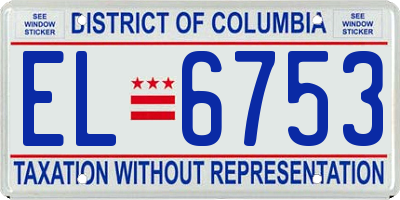 DC license plate EL6753