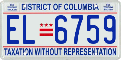 DC license plate EL6759