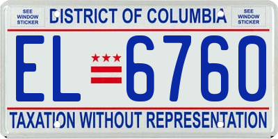 DC license plate EL6760