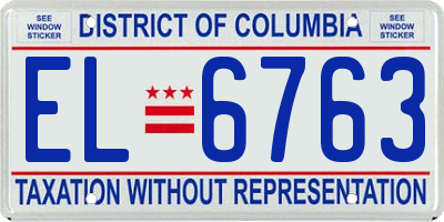DC license plate EL6763