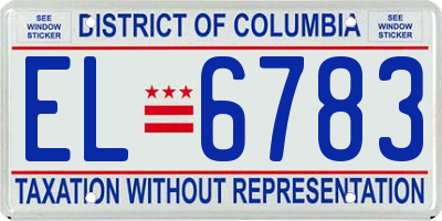 DC license plate EL6783