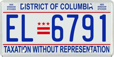 DC license plate EL6791