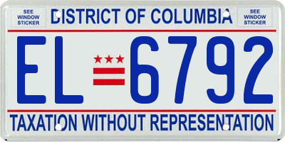 DC license plate EL6792