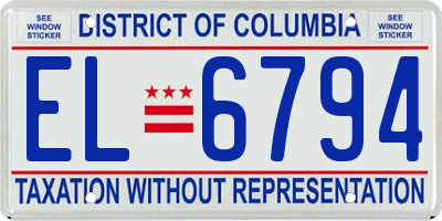 DC license plate EL6794