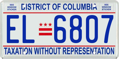 DC license plate EL6807