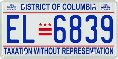 DC license plate EL6839