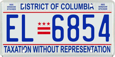DC license plate EL6854