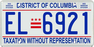 DC license plate EL6921