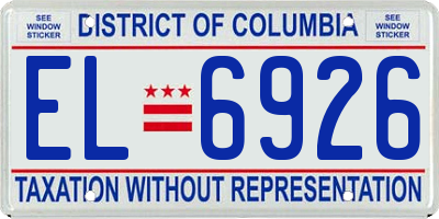 DC license plate EL6926