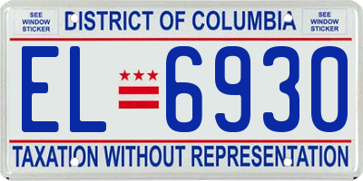 DC license plate EL6930