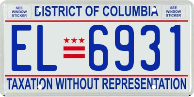 DC license plate EL6931
