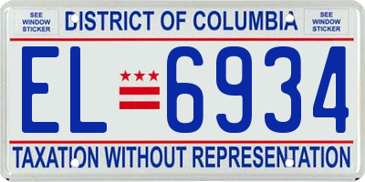 DC license plate EL6934