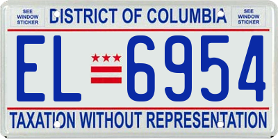 DC license plate EL6954