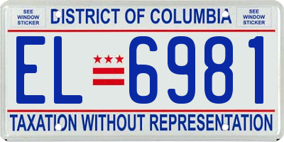 DC license plate EL6981