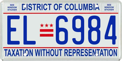DC license plate EL6984
