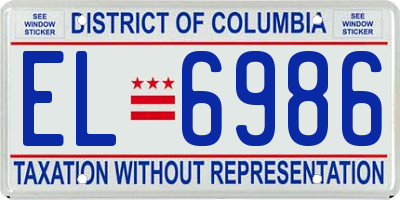 DC license plate EL6986