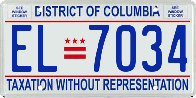 DC license plate EL7034