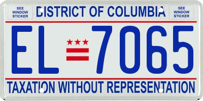 DC license plate EL7065