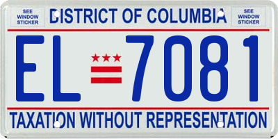 DC license plate EL7081