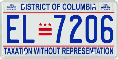 DC license plate EL7206