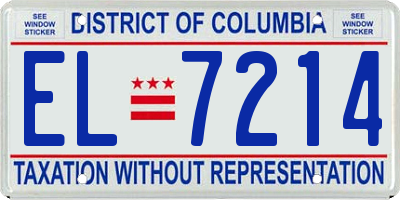 DC license plate EL7214