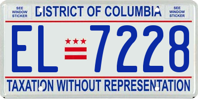 DC license plate EL7228