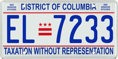 DC license plate EL7233