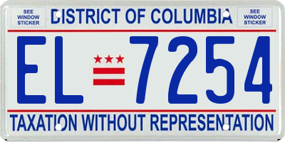 DC license plate EL7254